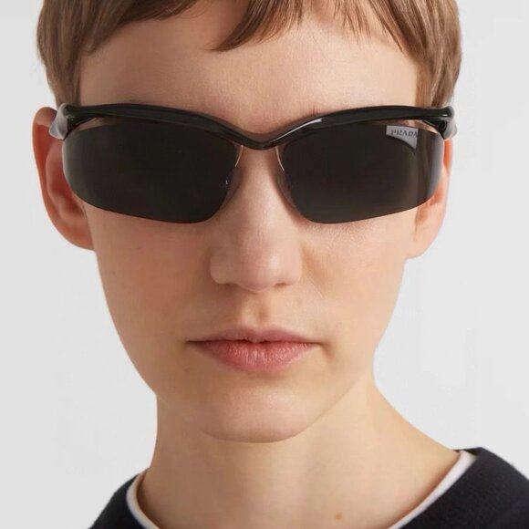 BRAND NEW Prada PRA25S 1AB5S0 Black Dark Grey Cat Eye Unisex Sunglasses 0PR A25S - Picture 9 of 10